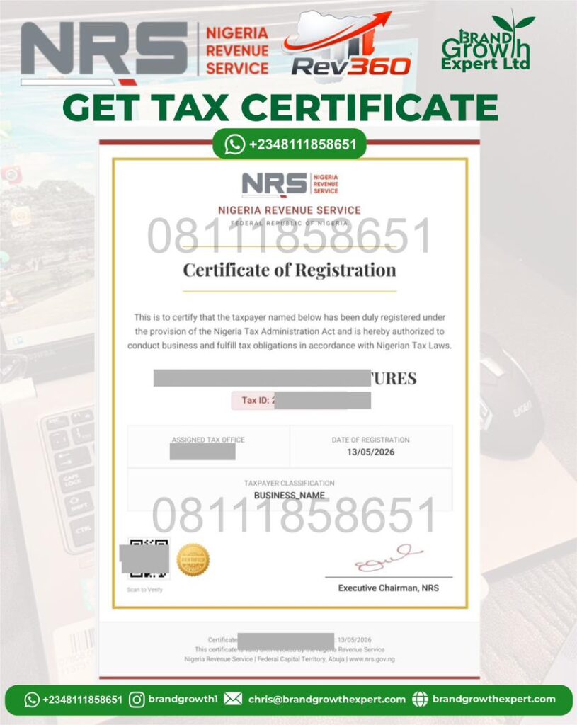 Get Your Tax Clearance Certificate with Brand Growth Expert Limited